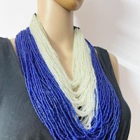 BOLD Long Heavy Multi Color Strand Crochet Fashion Ethnic Necklace Jewelry