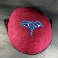 Buddha Eye Embroidered Maroon Round Unisex Adult Sherpa cap HAT Tibet Nepal