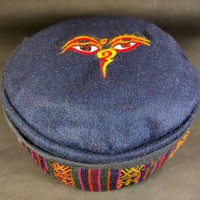 Buddha Eye Embroidery Navy Blue Unisex Adult Sherpa cap HAT Tibet Nepal