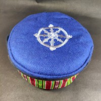 Dharmachakra Embroidery Blue Round Unisex Adult Sherpa cap HAT Tibet Nepal