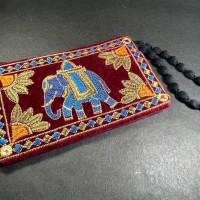 Elephant flower gypsy colorful hand crochet zipper coin mobile gift purse