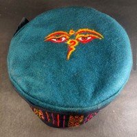 Ethnic Buddha Eye Embroider Green Unisex Adult Tibetan Sherpa cap HAT Nepal