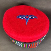 Ethnic Buddha Eye Embroidery Red Unisex Adult Tibetan Sherpa cap HAT Nepal