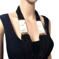 Ethnic Glass Multi Strand Tribal Elephant Hand Carved New NECKLACE Jewelry