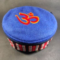 Ethnic Sanskrit Om Embroidered Blue Round Unisex Sherpa cap HAT Tibet Nepal