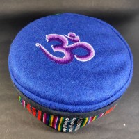 Ethnic Sanskrit Om Embroidered Blue Round Unisex Sherpa cap HAT Tibet Nepal