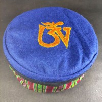 Ethnic Tibetan Om Embroidered Blue Round Unisex Adult Sherpa cap HAT Nepal