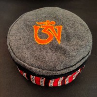 Ethnic Tibetan Om Embroidered Gray Round Unisex Adult Sherpa cap HAT Nepal