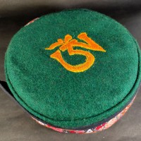 Ethnic Tibetan Om Embroidered Green Round Unisex Adult Sherpa cap HAT Nepal
