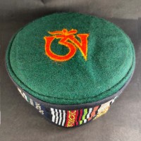 Ethnic Tibetan Om Embroidered Green Round Unisex Adult Sherpa cap HAT Nepal