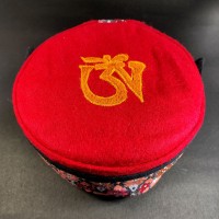 Ethnic Tibetan Om Embroidered Red Round Unisex Adult Sherpa cap HAT Nepal