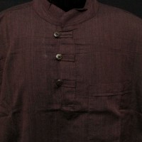 Handmade Cotton Grandad Solid Brown long sleeve Unisex kurta shirt Nepal