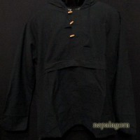 Handmade Cotton long sleeve kurti Plain Black Jacket Hoodie Shirt Nepal