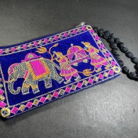 Handmade Rajasthani Elephant Embroidered Mobile Pouch Boho Sling Bag with Zipper India