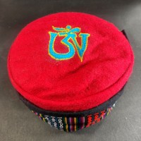 Himalaya Tibetan Om Embroidered Red Round Unisex Adult Sherpa cap HAT Nepal