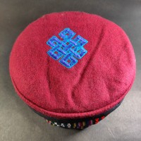 Himalayan Eternal Knot Embroidery Maroon Unisex Adult Sherpa cap HAT Nepal