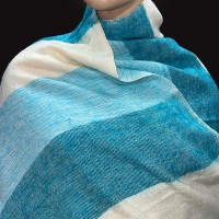 Himalayan Yak Wool Blend Throw reversible stole Stripe shawl scarf wrap Nepal