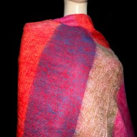 Himalayan Yak Wool Blend Throw reversible stole stripe shawl scarf wrap Nepal
