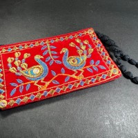 Hindu Peacock Krishna colorful hand crochet zipper coin mobile gift purse