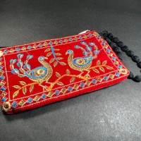 Hindu Peacock Krishna colorful hand crochet zipper coin mobile gift purse