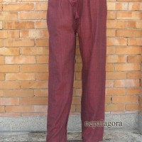 Handloom COTTON Red summer elastic Hippie Yoga Unisex PANT Trouser Nepal