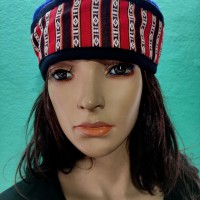 Sanskrit Om Embroidered Blue Round Unisex Adult Tibetan Sherpa cap HAT Nepal