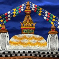 Swoyambhu Nath Temple Embroidered Brocade Thangka Thanka Wall Hanging Nepal