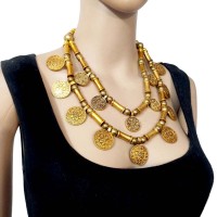 Tibet GYPSY Golden Metal Beads Strand Collar Tribal NECKLACE Women Jewelry