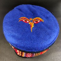 Tibetan Buddha Eye Embroidered Blue Round Unisex Adult Sherpa cap HAT Nepal