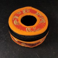 Tibetan Buddhist bell 6 cm cymbal case brocade round Tingsha box bag Nepal