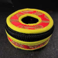 Tibetan Buddhist bell 6 cm cymbal case brocade round Tingsha box bag Nepal