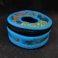 Tibetan Buddhist bell 6 cm cymbal case brocade round Tingsha box bag Nepal