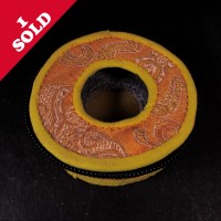 Tibetan Buddhist bell 7.5 cm cymbal case brocade round Tingsha box bag Nepal