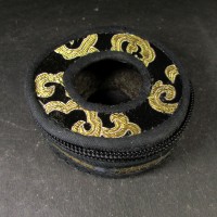 Tibetan Buddhist bell 7.5 cm cymbal case brocade round Tingsha box bag Nepal