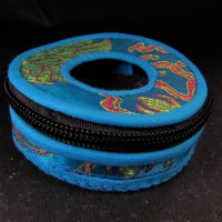 Tibetan Buddhist bell 8 cm cymbal case brocade round Tingsha box bag Gift Nepal