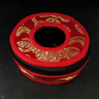 Tibetan Buddhist bell 8.3 cm cymbal case brocade round Tingsha box bag Gift Nepal
