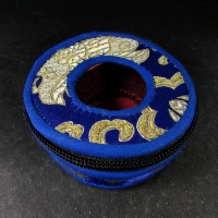 Tibetan Buddhist bell 9.5 cm cymbal case brocade round Tingsha box bag Gift Nepal