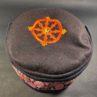 Tibetan Dharmachakra Embroidered Brown Round Unisex Sherpa cap HAT Nepal