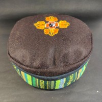 Tibetan Double Dorje Embroidered Brown Round Unisex Sherpa cap HAT Nepal