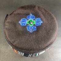 Tibetan Double Dorje Embroidered Brown Round Unisex Sherpa cap HAT Nepal
