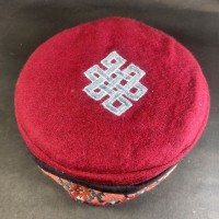 Tibetan Eternal Knot Embroidery Maroon Unisex Adult Sherpa cap HAT Nepal