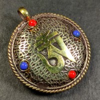Tibetan OM Double Dorje MANDALA Filigree Buddhist Amulet Pendant NECKLACE
