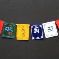 Tibetan Om Mani Padme Hum mantra small Velvet 10 Prayer Flags lungta Nepal