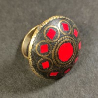 TIBETAN Resin Tribal Adjustable Boho Handmade Fashion Ring Sz 11.5 India
