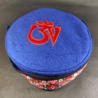 Traditional Tibetan Om Embroidered Blue Unisex Adult Sherpa cap HAT Nepal
